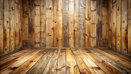 Aufkleber - Rustic wooden room interior with warm brown tones and a natural wood floor