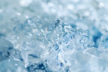 Poster - Close-up of clear blue water splashing, capturing the dynamic movement and freshness of liquid. Ideal for themes of purity, nature, and hydration.