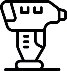 Poster - Electric hand drill resting on surface, simple black and white icon of a construction power tool