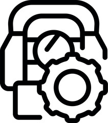 Poster - Secure data protection and efficient time management symbolized by a padlock, gear, and clock, emphasizing online security and productivity