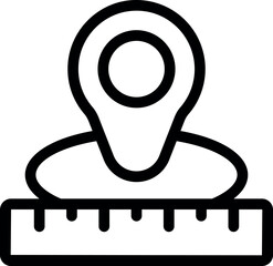 Poster - Location pin placed on ruler, symbolizing distance measurement, scale, or precise location marking