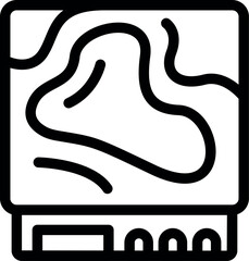 Poster - Electronic printed circuit board displaying abstract topography lines, representing a concept of height and depth in electronic design