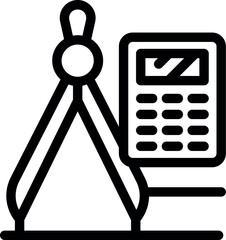 Poster - Engineering tools compass and calculator representing technical drawing and mathematical calculations