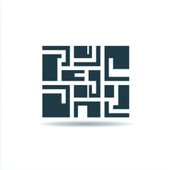 Poster - Abstract Geometric Pattern Icon  Dark Blue Square Design