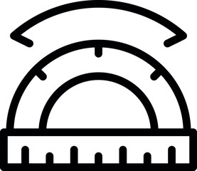Poster - simple black and white icon of a protractor measuring an obtuse angle, perfect for educational or ma