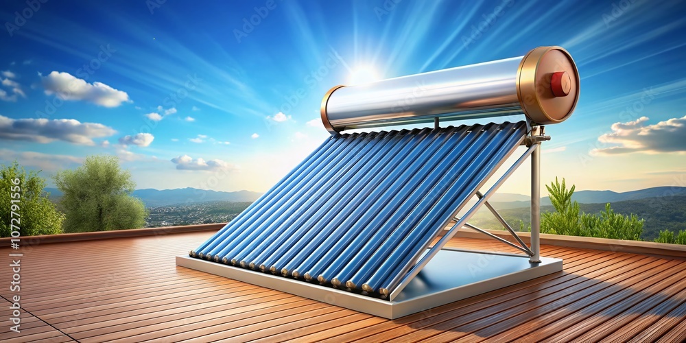 Modern Solar Water Heater on Rooftop: A Sustainable Energy Solution ...