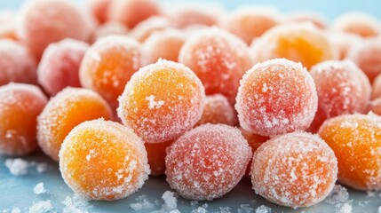 Poster - Close-up of Frozen Apricots Covered in Frost