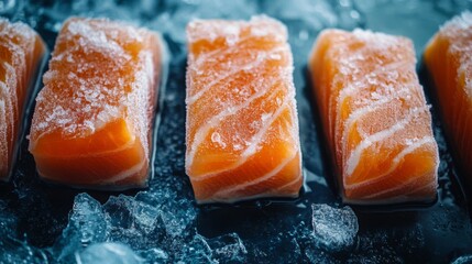 Poster - Frozen Salmon Fillets on Ice