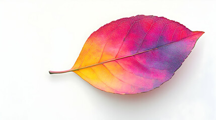 Wall Mural - a single autumn leaf with vibrant red, orange, and yellow colors isolated on a white background.