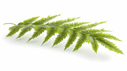 Wall Mural - a single green fern frond isolated on a white background.