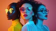 © Oldcorporal - Trendy ethnic diversity in fashionable glasses with colorful lighting