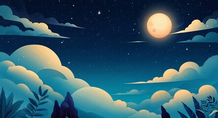Wall Mural - dreamy night sky in illustration background