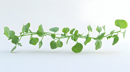 Wall Mural - a single vine with lush green leaves, isolated on a white background.