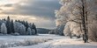 © Chanchai - Winter forest landscape with snow and frost, frozen waterfall, frost patterns, icy forest streams, frozen lake