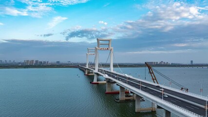 Wall Mural - Modern city bridge across the river, Changsha, China