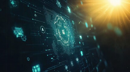 Poster - Futuristic Digital Art with Glowing Elements