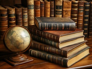 Poster - Cozy Library Vibes Celebrating National Dictionary Day, World Book Day, and International Literacy Day with Vintage Books