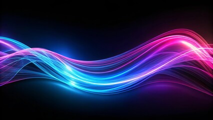 Wall Mural - Abstract Digital Waveform of Flowing Luminescence in Vivid Hues of Blue and Pink