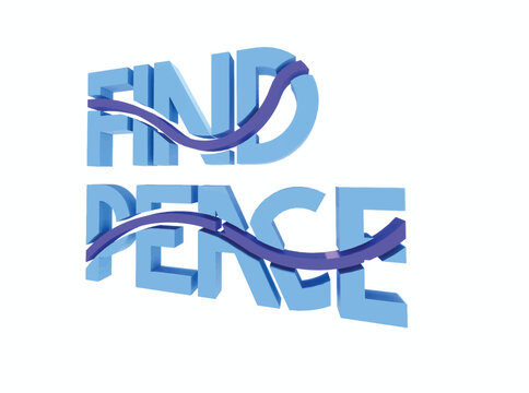 Find Peace Text 3D Rendering Typography Graffiti Logo Symbol, suitable for use on clothing t shirt, jewelry necklaces, birthday souvenirs, engagements, weddings