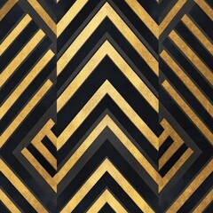 Wall Mural - Black and Gold Chevron Wallpaper