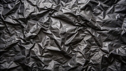 Poster - A Close-Up of Crumpled Black Paper,  Revealing the Texture and Depth of the Material