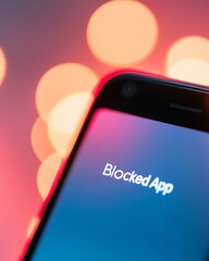 Aufkleber - Smartphone Screen with Blocked App Notification in Dark Mood