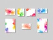 © Katherina - Set of vibrant watercolor backgrounds for business card or flyer template, graphics, business card