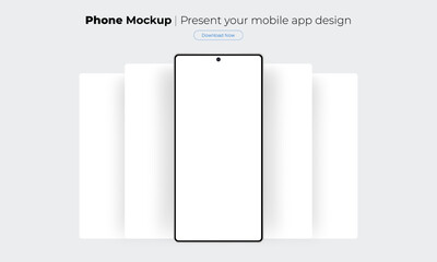 Modern Frameless Smartphone Mockup With Blank App Screens, Front View. Vector Illustration