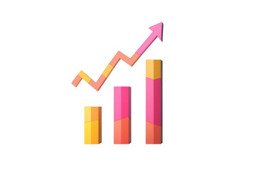 Poster - A colorful graphical representation of growing bar charts with an upward trend line illustrating progress or growth.