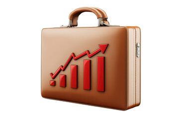 Poster - A brown briefcase featuring a red upward graph symbolizing financial growth and success.