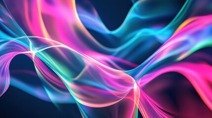 Poster - Abstract Swirling Neon Lights in Pink, Blue, and Green Hues