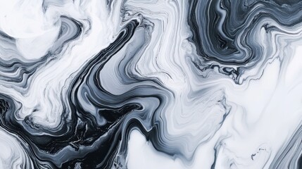 Poster - Abstract Black and White Swirling Fluid Art