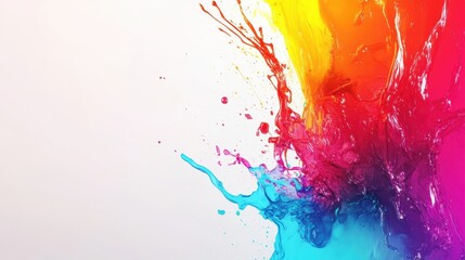 Poster - Vibrant Liquid Colors Splashing on a White Background