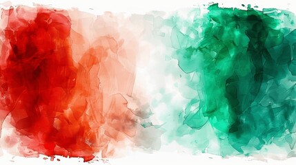 Wall Mural - Italy Flag Watercolor Background Banner - Green and Red Brushstrokes on White