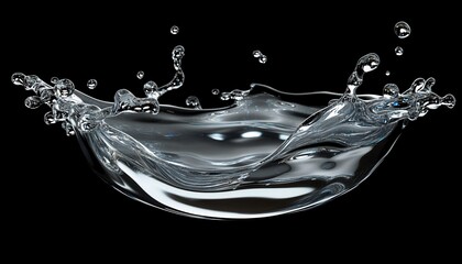 Poster - Water Splash with Droplets on Black Background