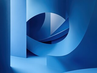 Poster - Abstract Blue Shapes Intersecting and Overlapping