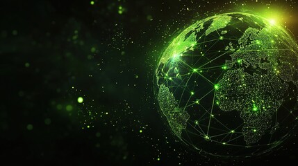 Poster - digital globe with green glowing connections