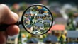 © Johannes - An investor studying real estate market trends with a magnifying glass. investor studying