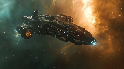 Wall Mural - a futuristic spaceship soaring through a celestial nebula