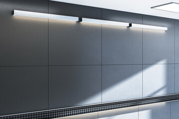 Aufkleber - Modern hallway with rectangular lights on a tiled wall. 3D Rendering