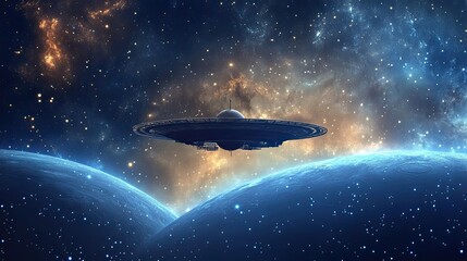 Wall Mural - a futuristic spaceship soaring through a starry galaxy