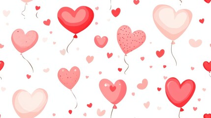 Wall Mural - a seamless pattern of pastel-colored hearts and bokeh, creating a dreamy, romantic background with a
