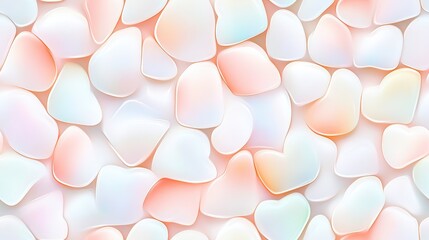 Wall Mural - a seamless pattern of smooth pastel shapes resembling pebbles and hearts, creating a soft, romantic,