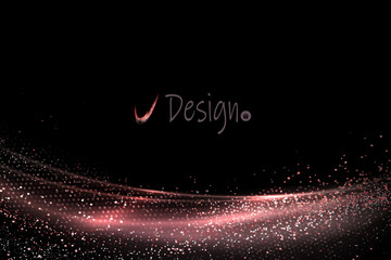 Wall Mural - Design with isolated abstract copper tinsel on black background.