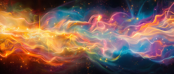 abstract cosmic nebula with glowing waves