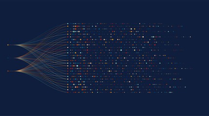 Poster - Big data visualization. Social network, financial analysis of complex databases. Data mining. Vector technology background. Information analytics concept.
