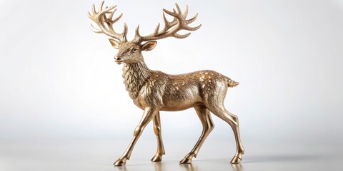 Elegant Reindeer Figurine with Majestic Antlers Isolated on a  Background for Creative Holiday and Seasonal Decor Concepts in Photography and Design