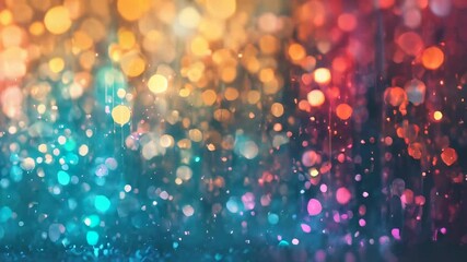 Poster - A vibrant and colorful display of bokeh lights in various shades, creating an abstract and dreamy atmosphere with a festive feel.