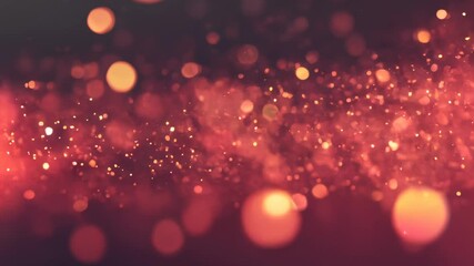 Poster - A rich and festive background with warm red and gold glitter, enhanced by a beautiful display of bokeh lights, creating a cozy glow.