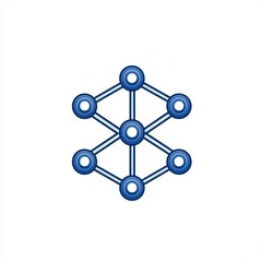 Poster - Abstract network design with interconnected nodes in blue, white isolated background.